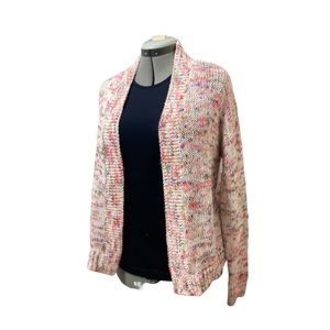 Loft  Open Front  Straight Line Rainbow knitted cardigan.